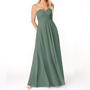 Azazie Yazmin Strapless Bridesmaid Dress Eucalyptus